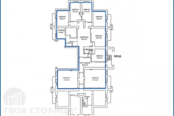 Изолированный административный блок (1 этаж жилого дома)