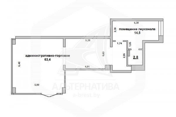 Административно-торговое помещение в Бресте в аренду 220016A